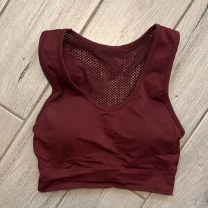 Ella Wine Mesh-Back Sports Bra